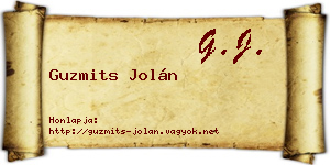 Guzmits Jolán névjegykártya
