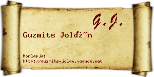 Guzmits Jolán névjegykártya